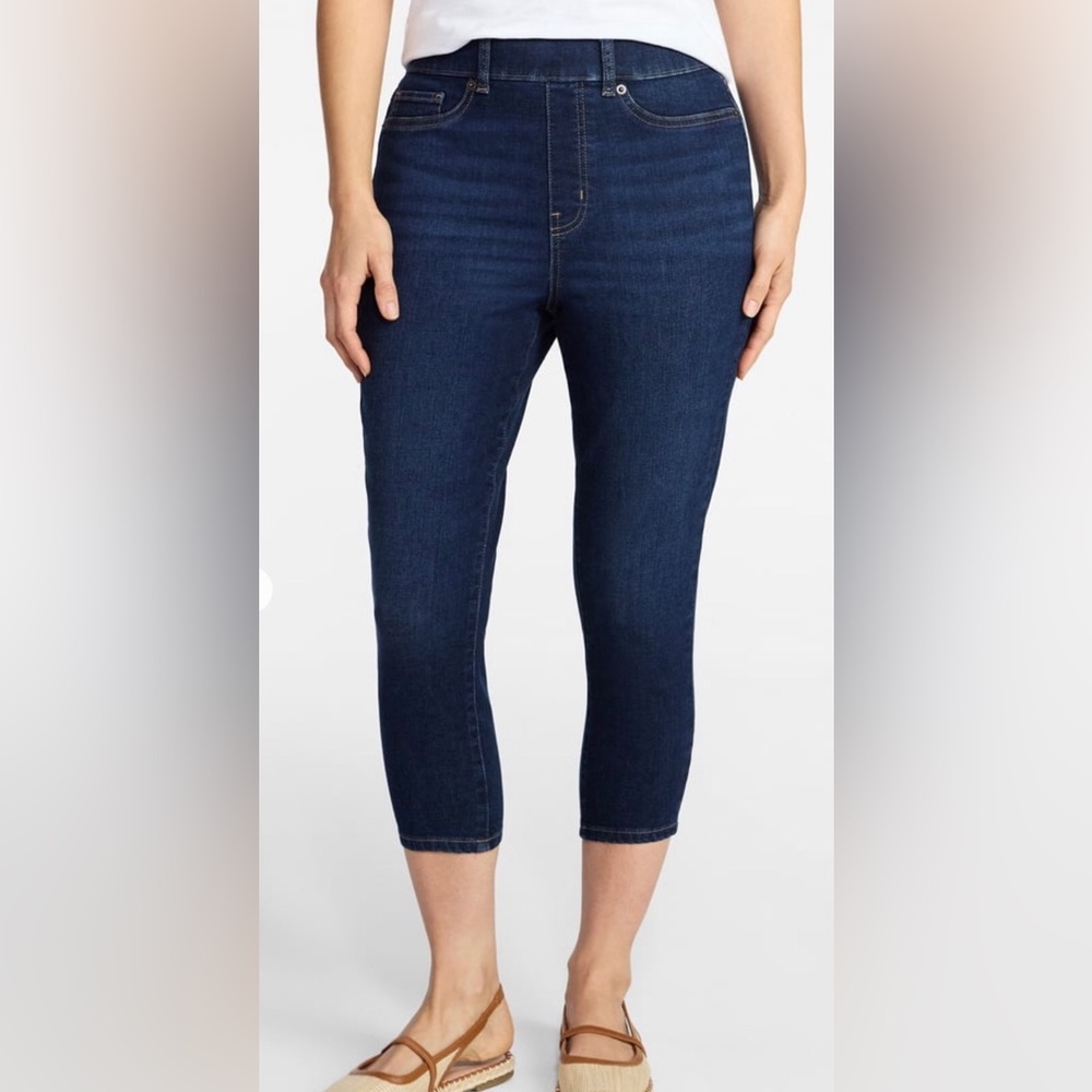 TIME and TRU Womens Stretch Capri Jeggings Size 20 Dark Wash Back Pockets New